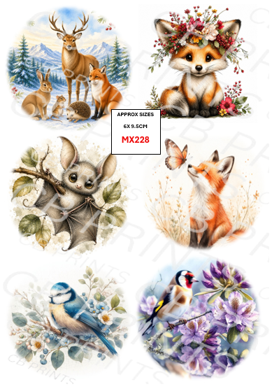 Mixed Animal Decoupage Print MX228 | Mulberry Paper