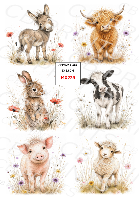 Mixed Animal Decoupage Print MX229 | Mulberry Paper