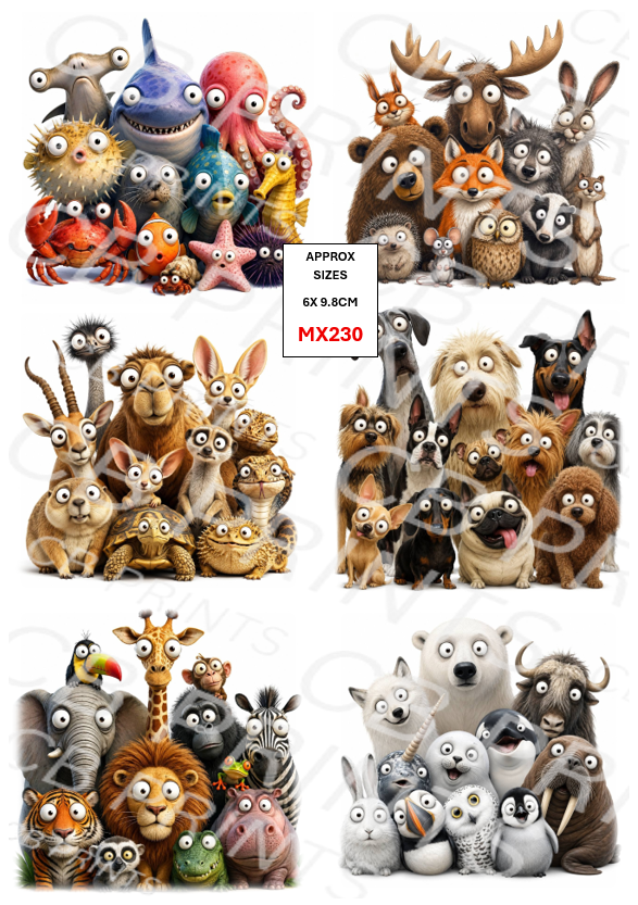 Mixed Animal Decoupage Print MX230 | Mulberry Paper