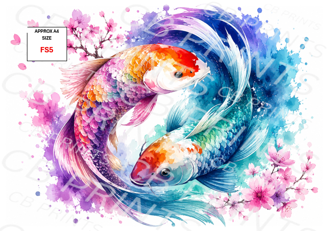 Koi carp Fish Decoupage Paper FS5 – Mulberry Paper Print