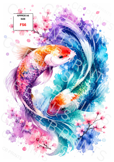 Koi carp Fish Decoupage Paper FS6 – Mulberry Paper Print