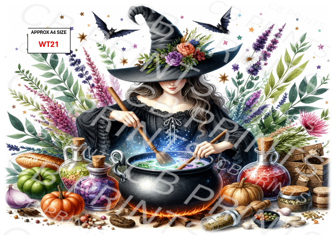 Witch Decoupage Paper Print WT21 – Mulberry Paper