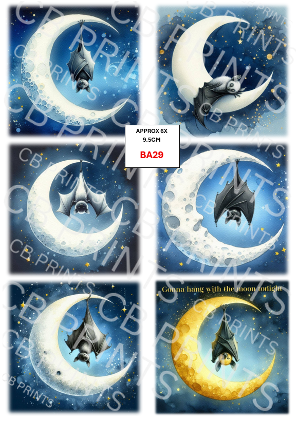 Bat Decoupage Print BA29 | Mulberry Paper