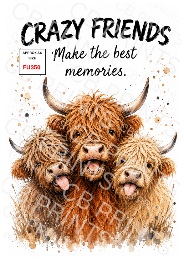 Funny Highland cow Decoupage Print FU350 | Mulberry Paper