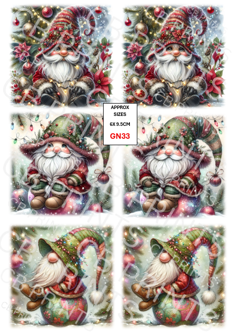 Christmas gonk/gnome Decoupage Paper Print GN33 – Mulberry Paper