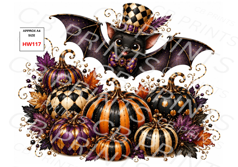Bat Decoupage Paper HW117 – Mulberry Paper Print