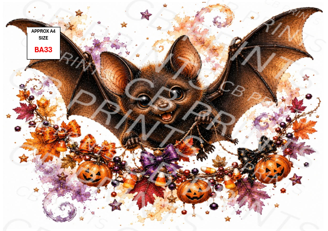 Bat Decoupage Paper BA33 – Mulberry Paper Print