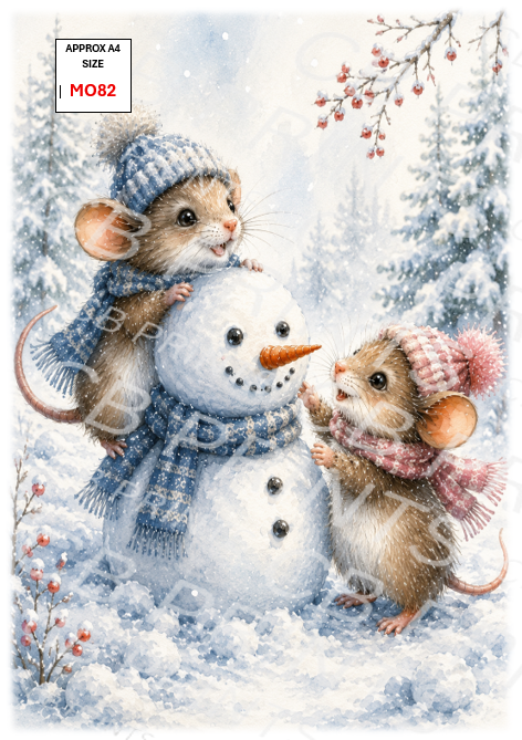 Christmas Mouse Decoupage Paper MO82 – Mulberry Paper Print