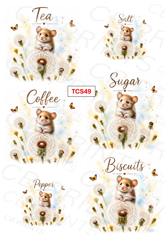 Mouse Tea, Coffee, Sugar Decoupage Paper TCS49 – Mulberry Paper Print
