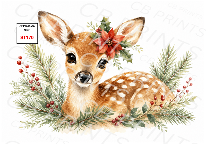 Christmas Deer Decoupage Print ST170 | Mulberry Paper