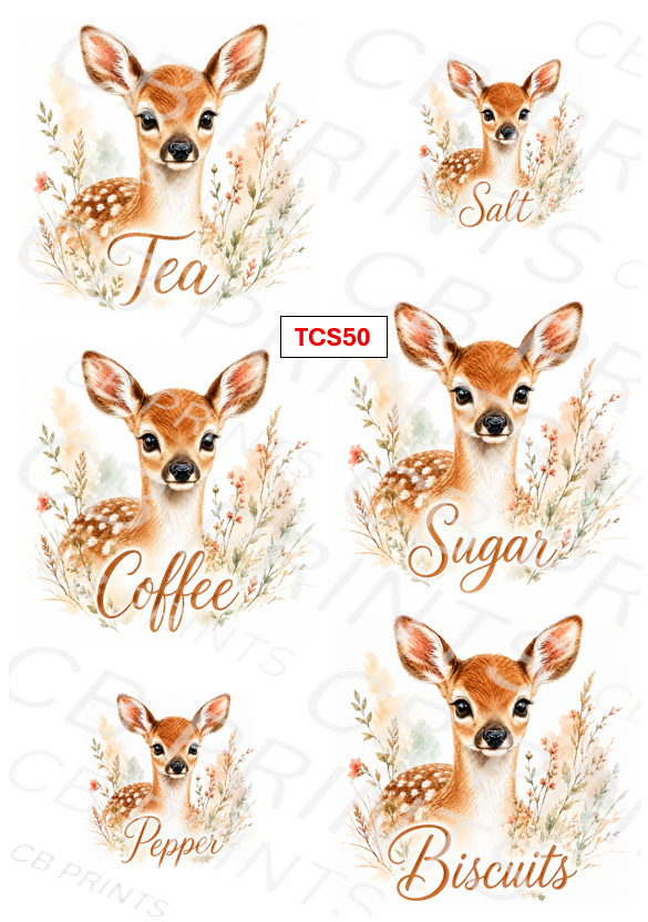 Deer Tea, Coffee, Sugar Decoupage Paper TCS50 – Mulberry Paper Print