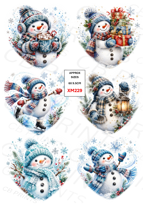 Christmas snowman Decoupage Paper Print XM229 – Mulberry Paper