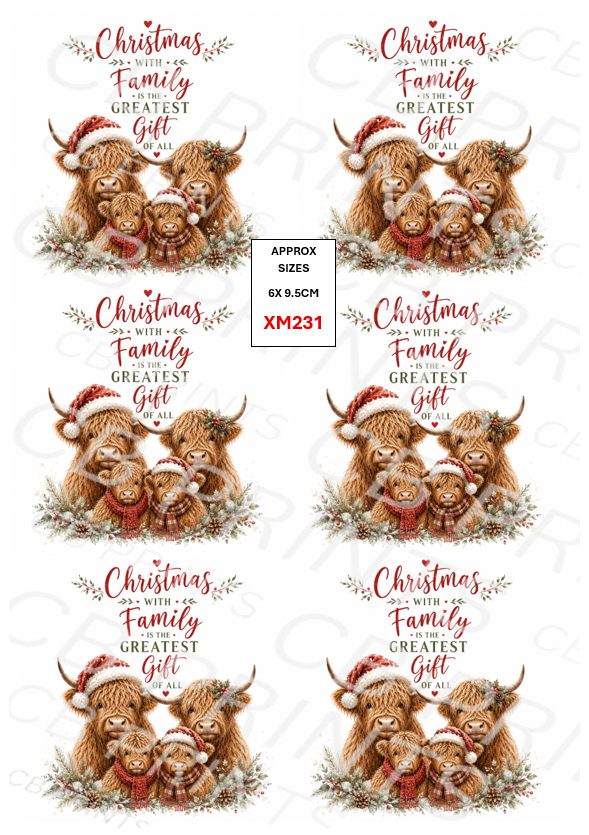 Christmas highland cow Decoupage Paper Print XM231 – Mulberry Paper