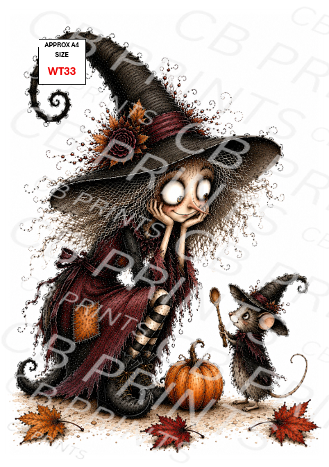 Witch Decoupage Paper Print WT33 – Mulberry Paper