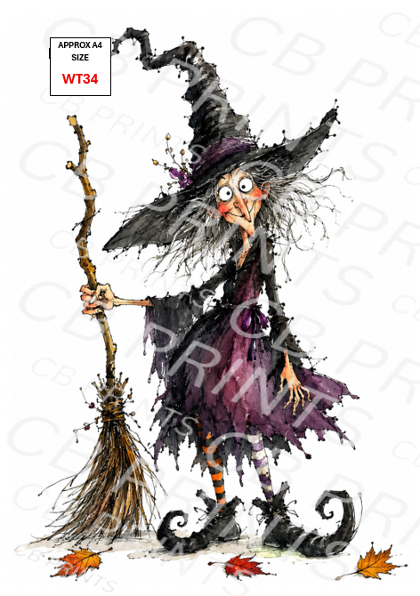 Witch Decoupage Paper Print WT34 – Mulberry Paper