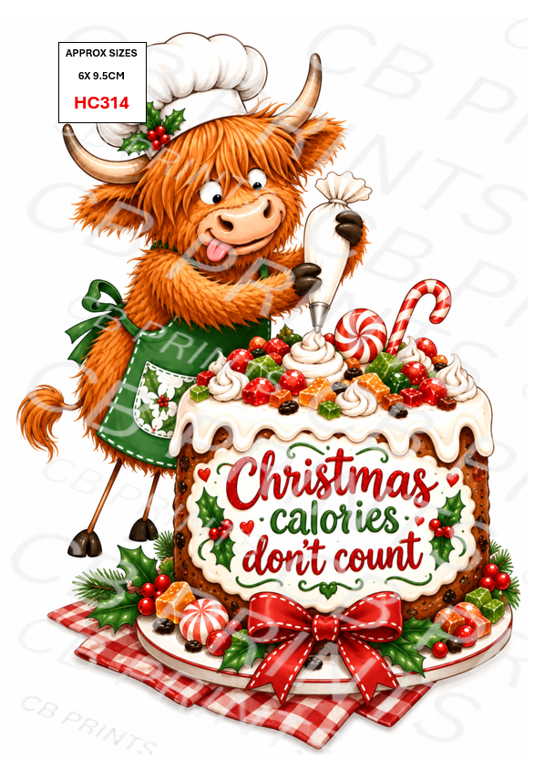 Christmas highland cow Decoupage Paper Print HC314 – Mulberry Paper