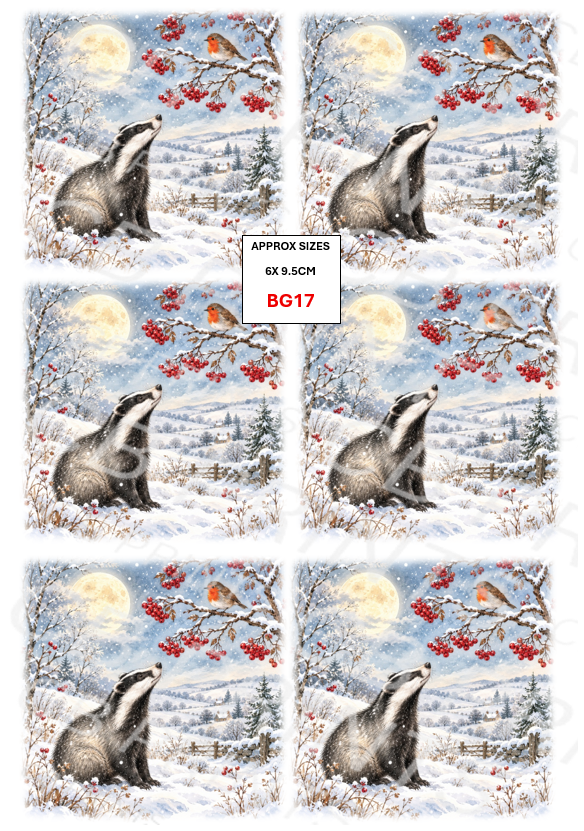 Badger Decoupage Print BG17 | Mulberry Paper