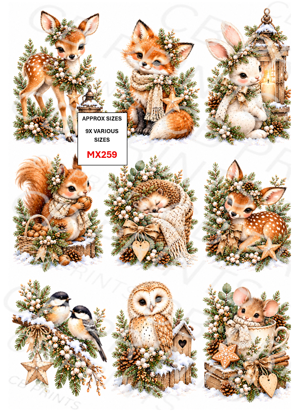Mixed Animal Decoupage Print MX259 | Mulberry Paper