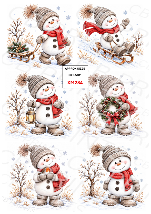Christmas snowman Decoupage Paper Print XM284 – Mulberry Paper