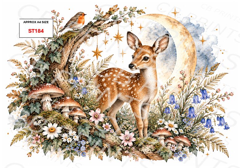 Deer Decoupage Paper Print ST184 | Mulberry Paper