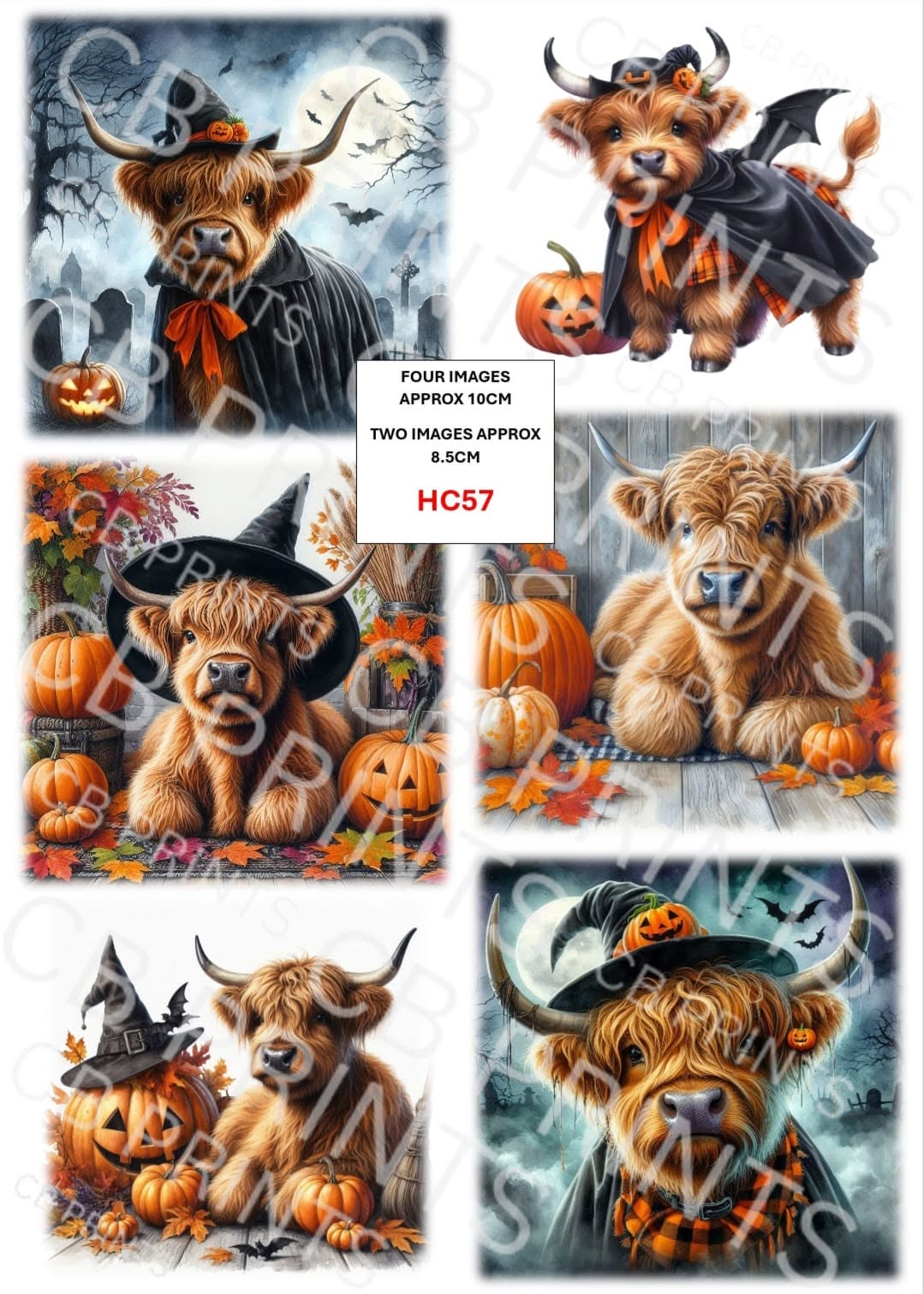 Halloween Highland Cow Decoupage Print HC57 | Mulberry Paper