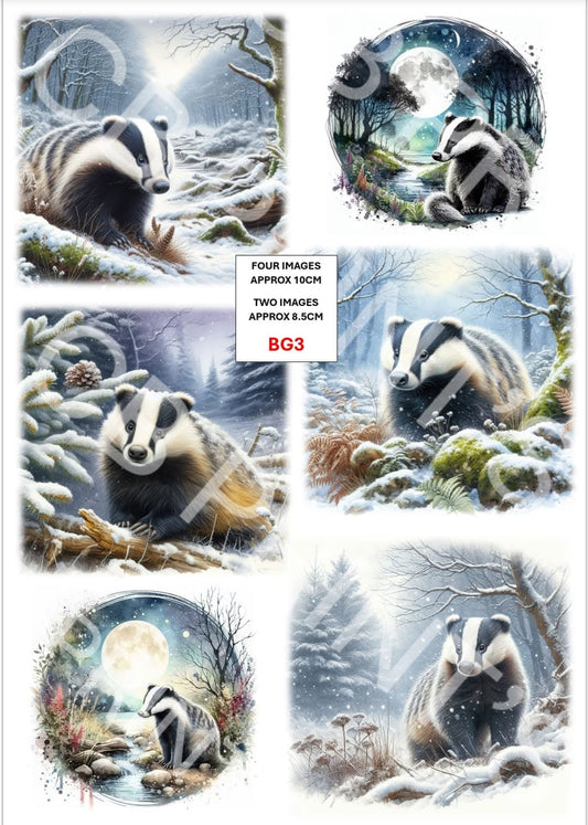 Badger Decoupage Print BG3 | Mulberry Paper