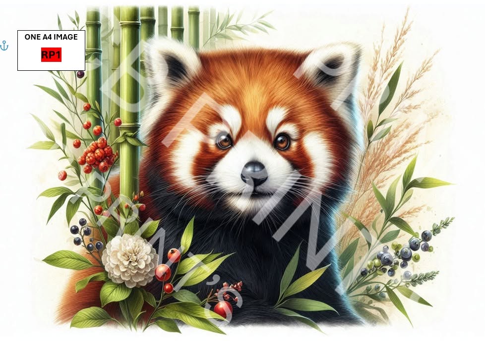 Red Panda Decoupage Paper Print RP1 | Mulberry Paper | CB Paper Prints