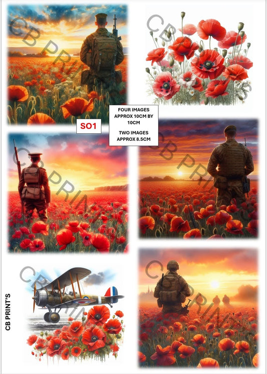 Remembrance Soldier Decoupage Paper Print SO1 – Mulberry Paper