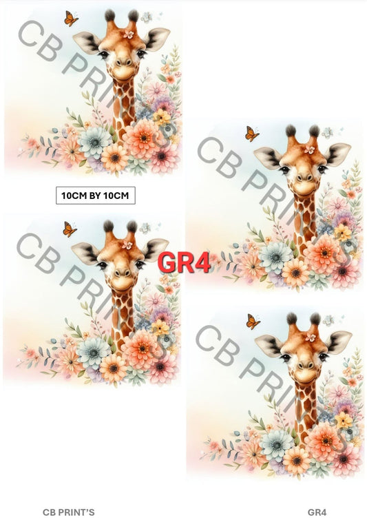 Giraffe Decoupage Print GR4 | Mulberry Paper