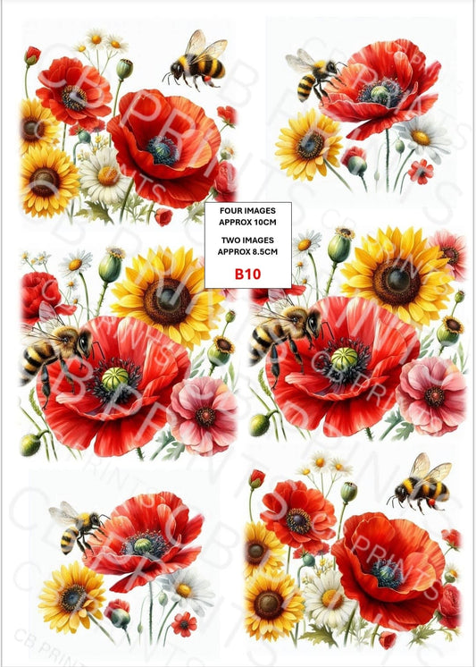 Bee Decoupage Print B10 | Mulberry Paper