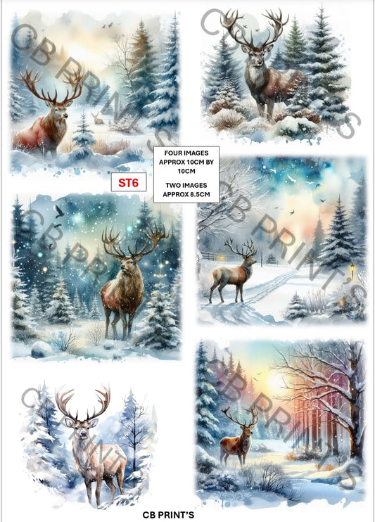 Stag Decoupage Print ST6 | Mulberry Paper