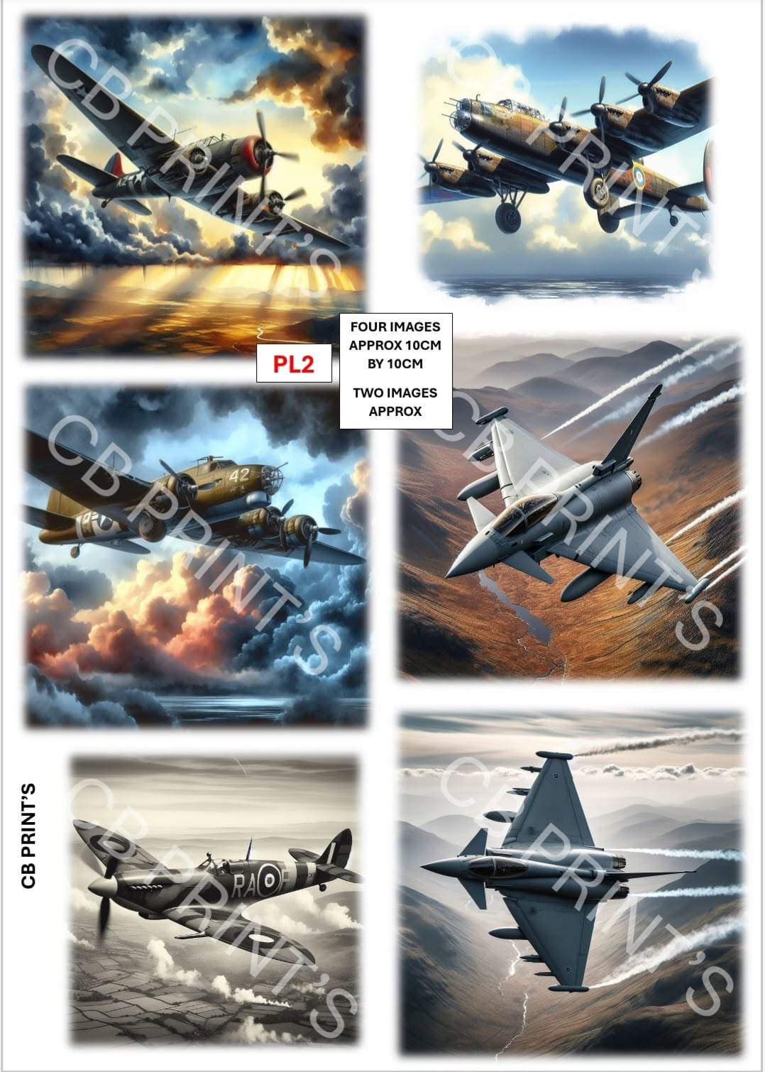 Plane Decoupage Paper Print PL2 | Mulberry Paper | CB Paper Prints