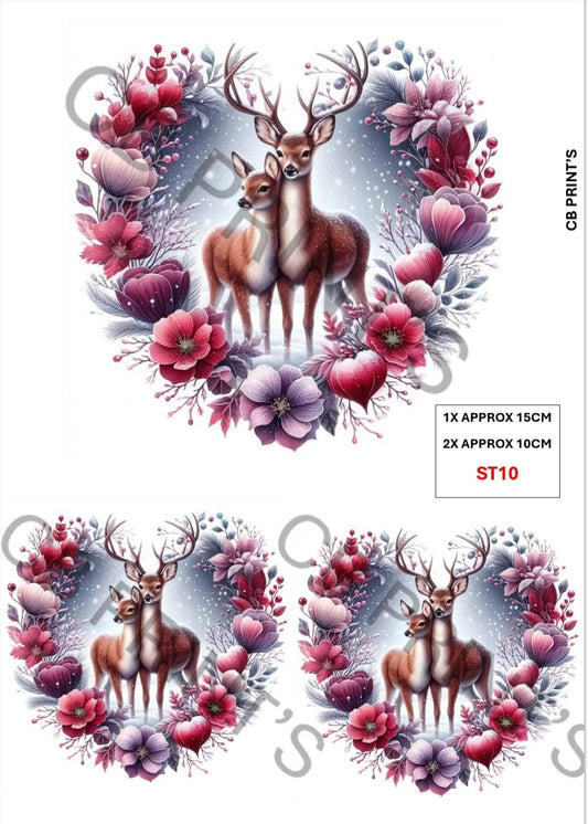 Christmas Stag Decoupage Print ST10 | Mulberry Paper