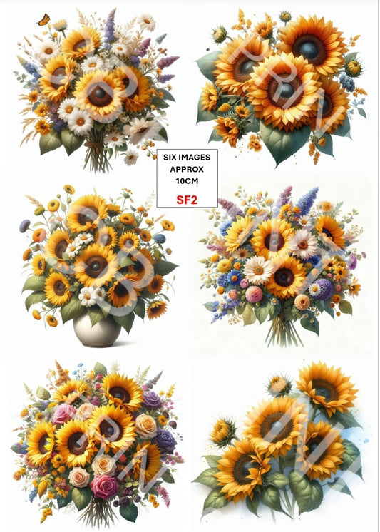 Floral sunflower Decoupage Print SF2 | Mulberry Paper