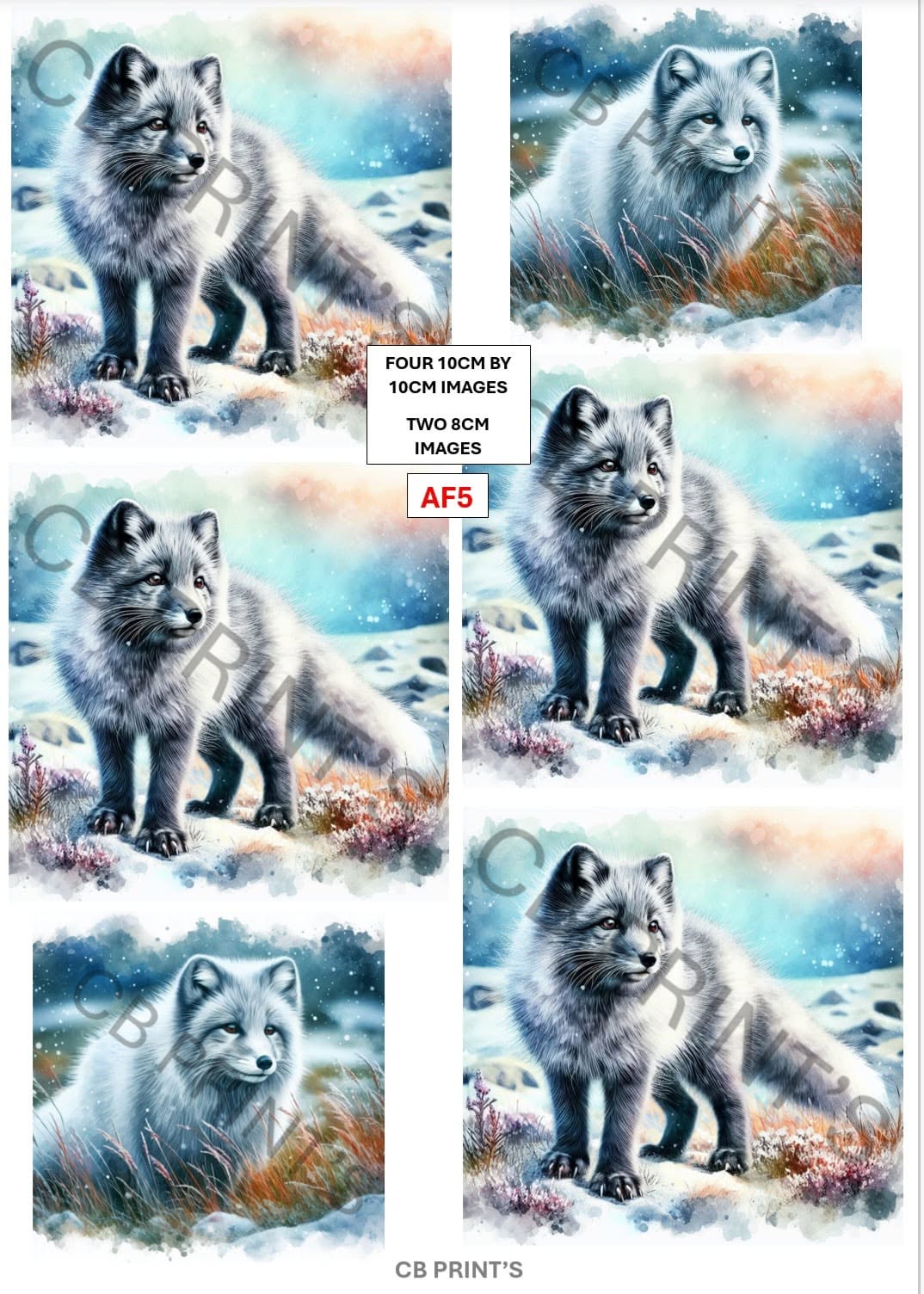 Arctic Fox Decoupage Paper AF5 – Mulberry Paper Print