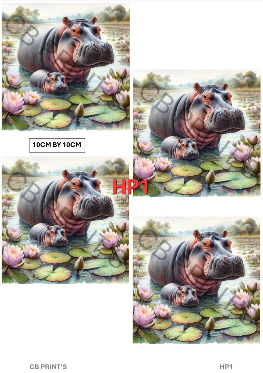 Hippo Decoupage Paper Print HP1 – Mulberry Paper