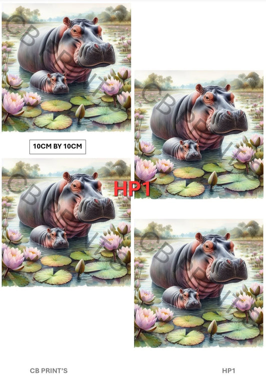 Hippo Decoupage Paper Print HP1 – Mulberry Paper