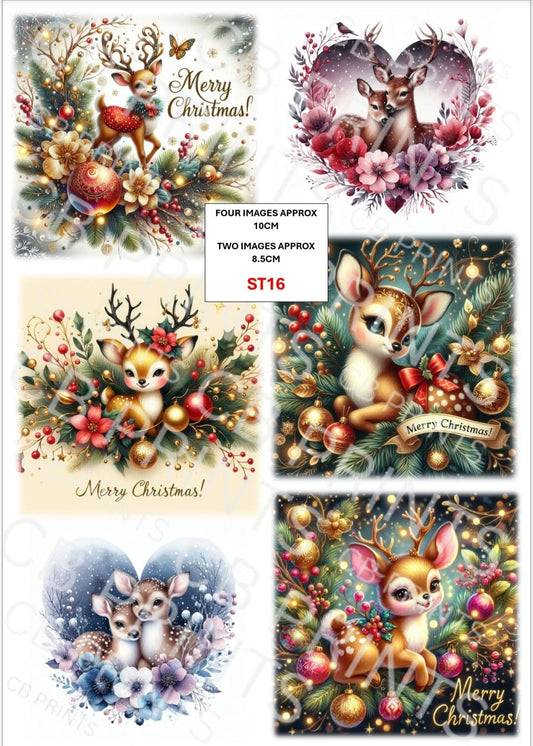 Christmas Stag Decoupage Print ST16 | Mulberry Paper