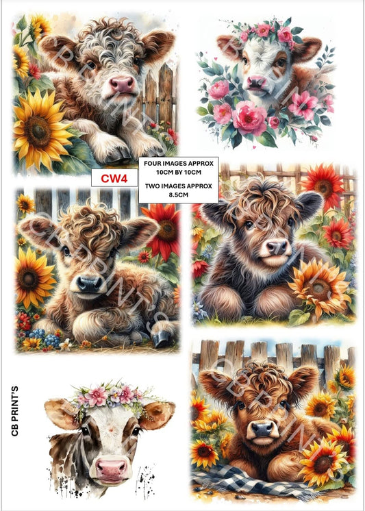 Highland Cow Decoupage Print CW4 | Mulberry Paper