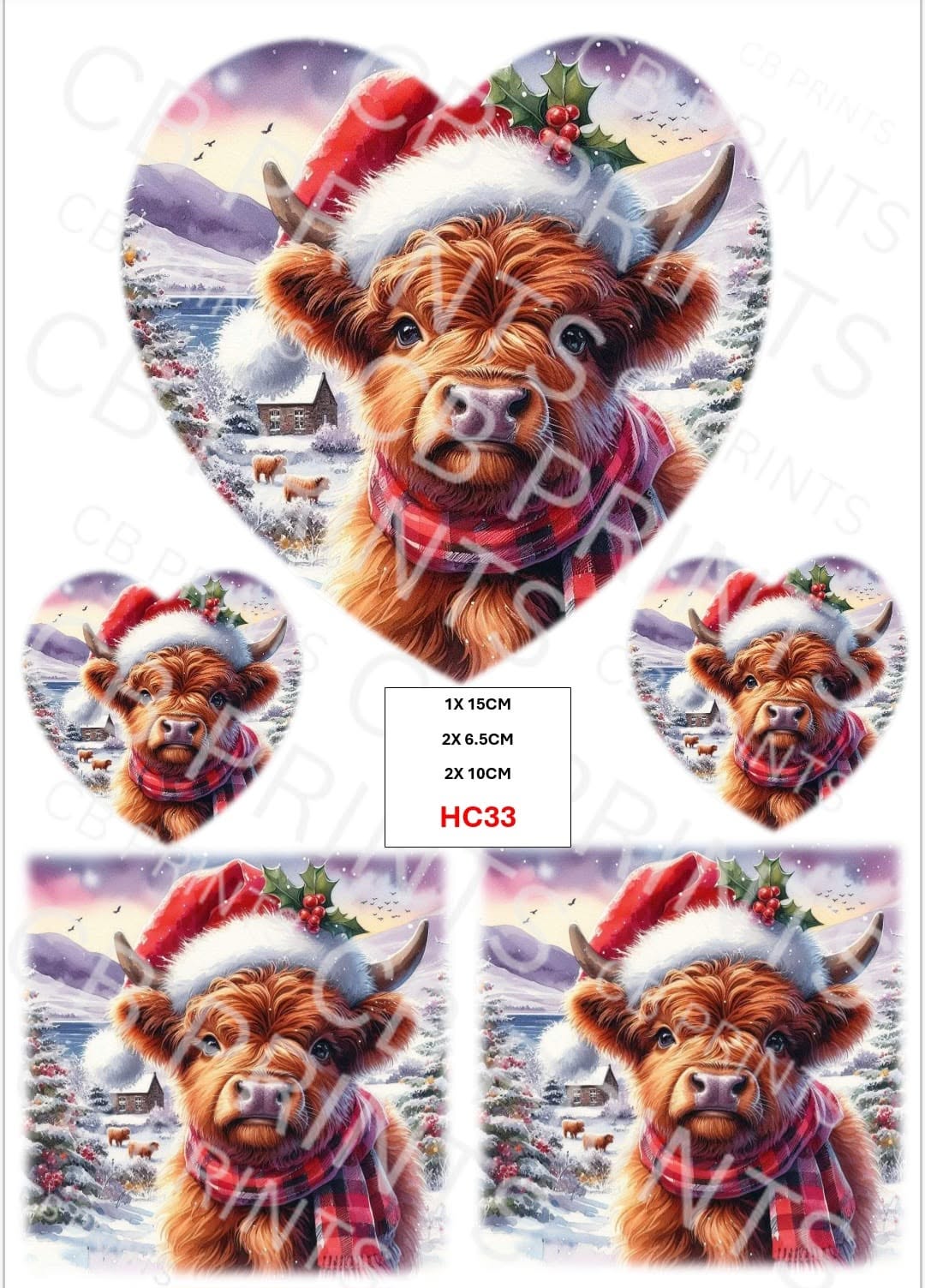 Christmas highland cow Decoupage Paper Print HC33 – Mulberry Paper