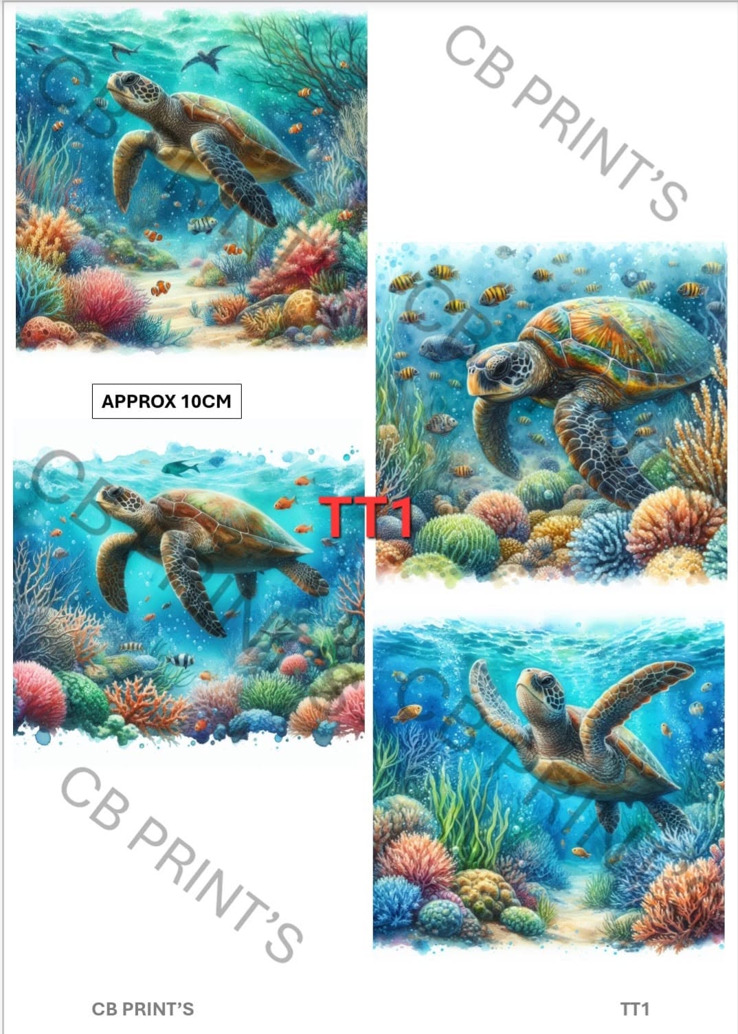 Turtle Decoupage Paper Print TT1 – Beach Mulberry Paper
