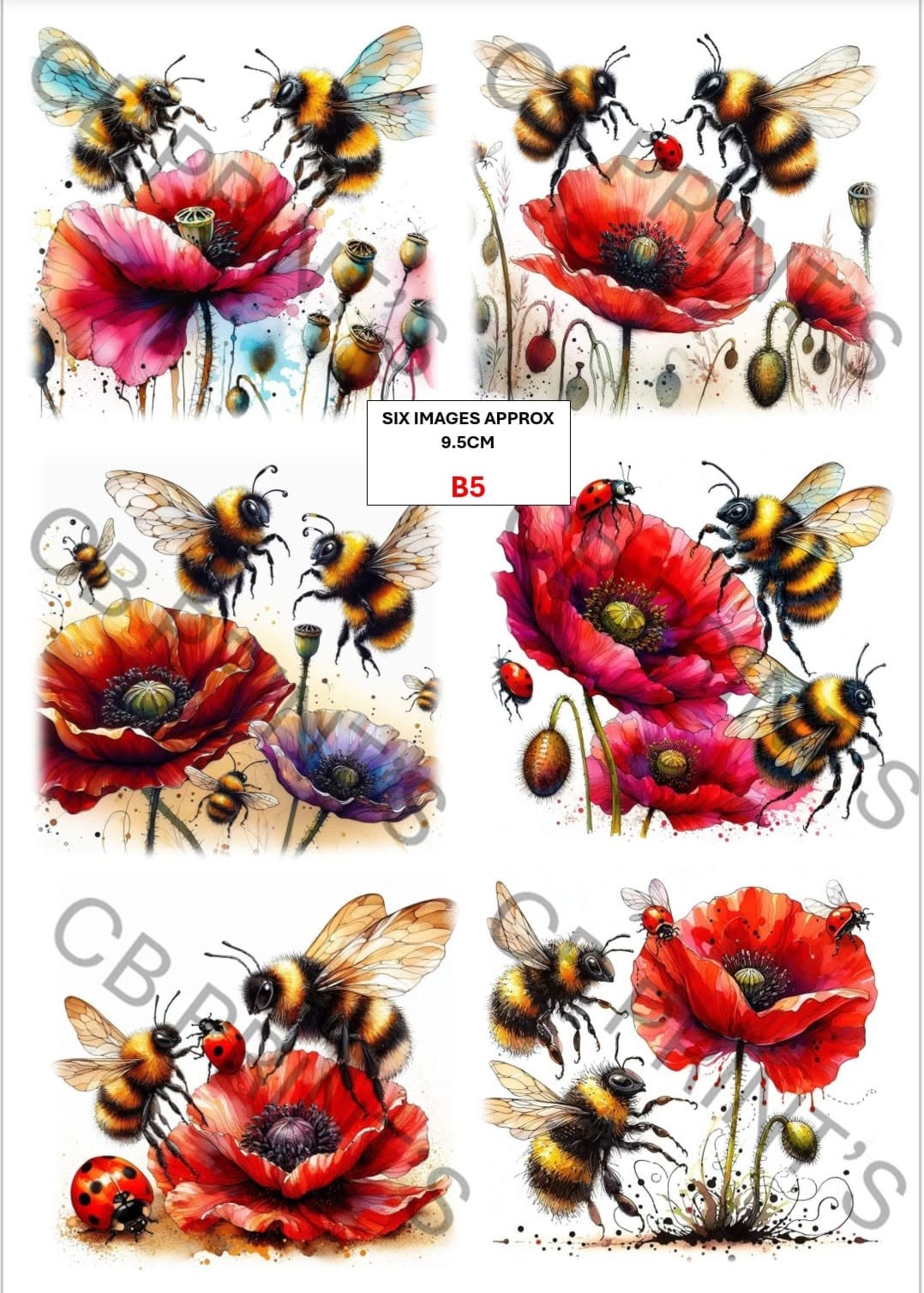 Bee Decoupage Print B5 | Mulberry Paper