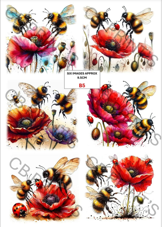 Bee Decoupage Print B5 | Mulberry Paper