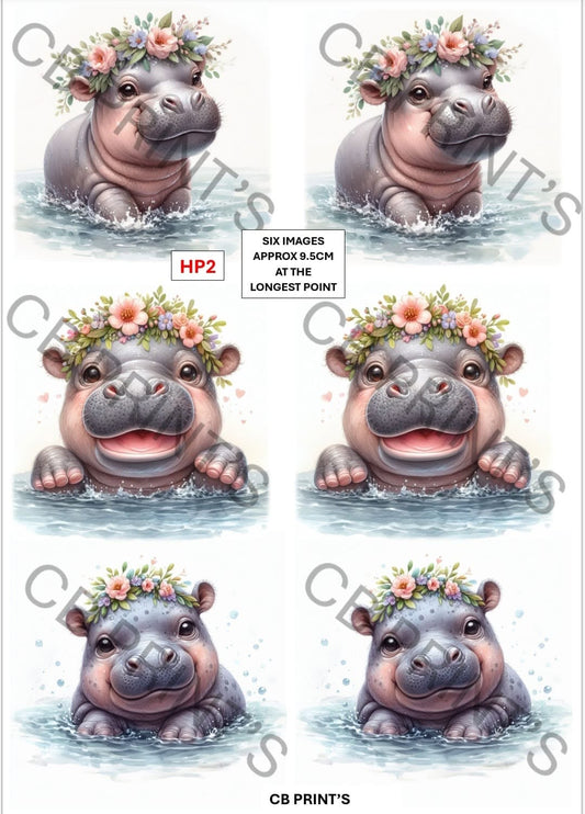 Hippo Decoupage Paper Print HP2 – Mulberry Paper