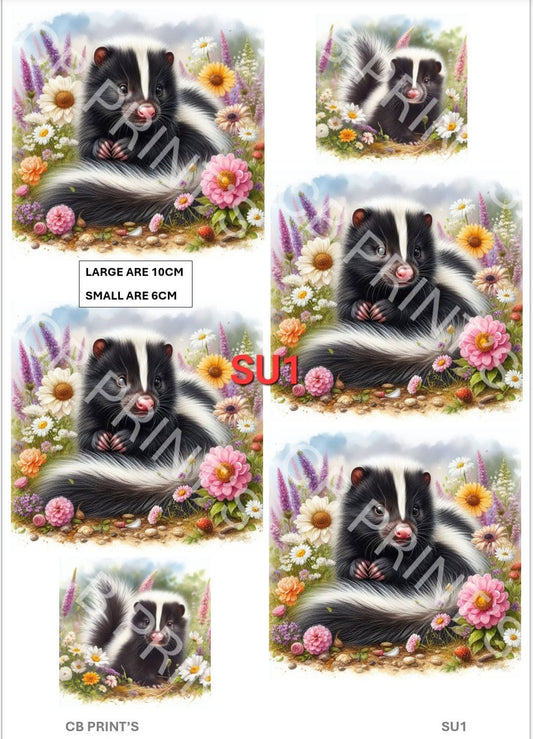 Skunk Decoupage Print SU1 | Mulberry Paper