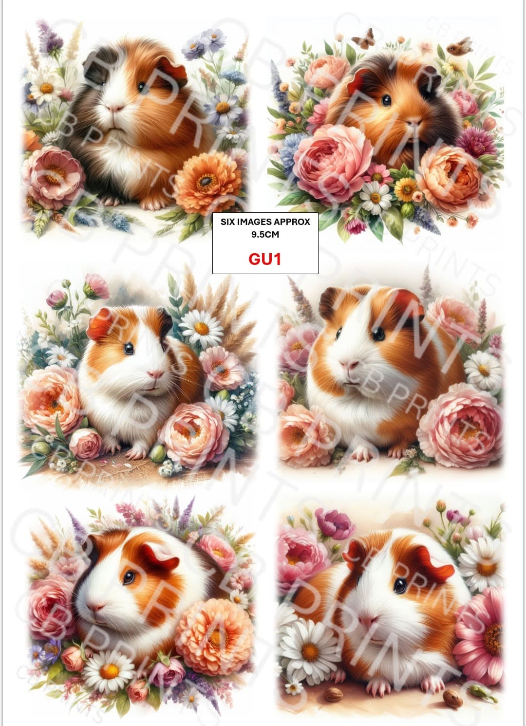 Guinea Pig Decoupage Paper Print GU1 | Mulberry Paper | CB Paper Prints