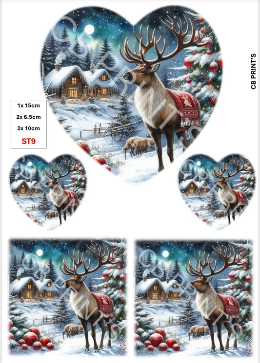 Christmas Stag Decoupage Print ST9 | Mulberry Paper