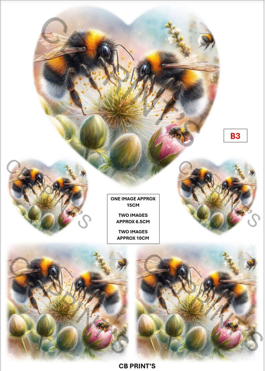 Bee Decoupage Print B3 | Mulberry Paper