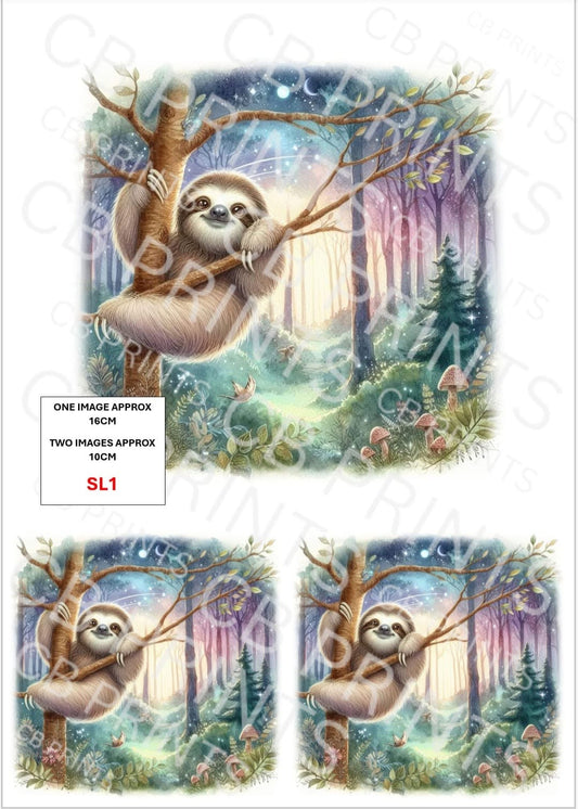 Sloth Decoupage Paper Print SL1 | Mulberry Paper | CB Paper Prints