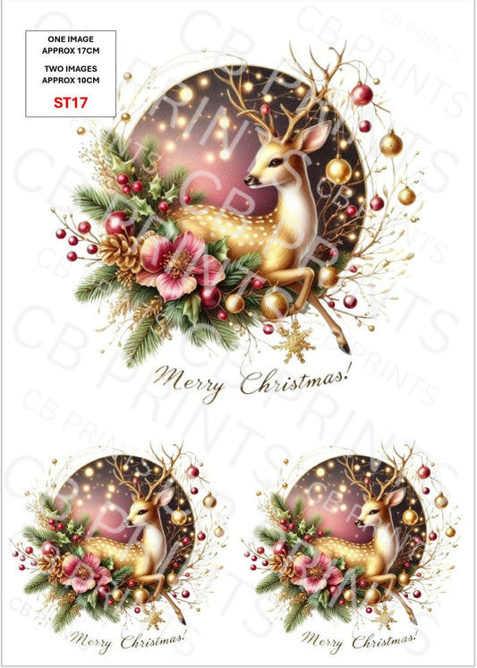 Christmas Stag Decoupage Print ST17 | Mulberry Paper